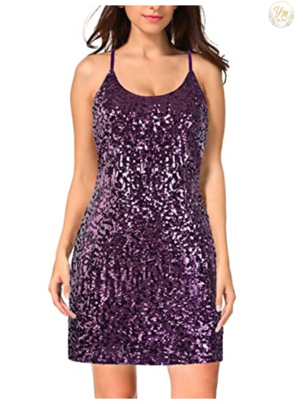 Glitter Sequin Bodycon Mini Dress Adjustable Spaghetti Strap Party Dress